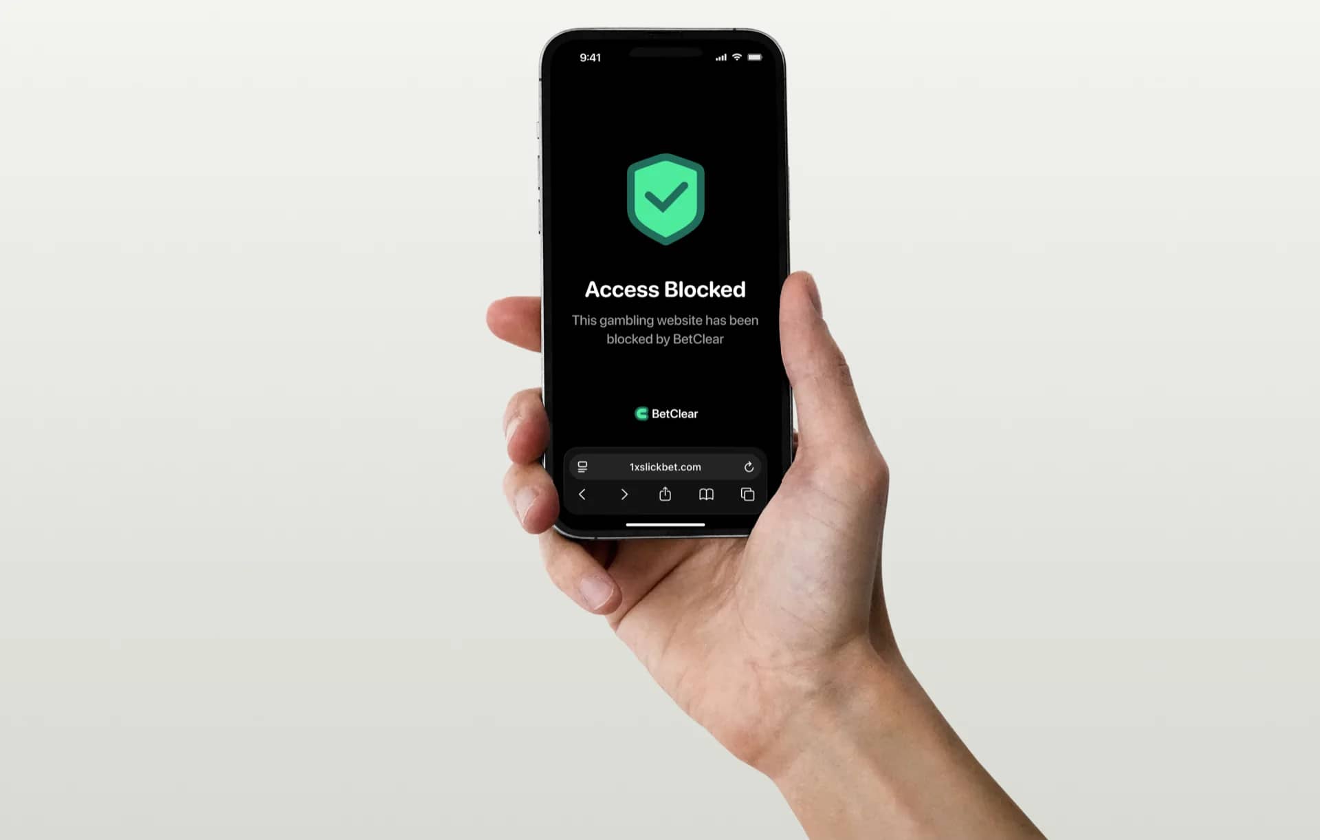 BetClear blocking gambling websites on an iPhone