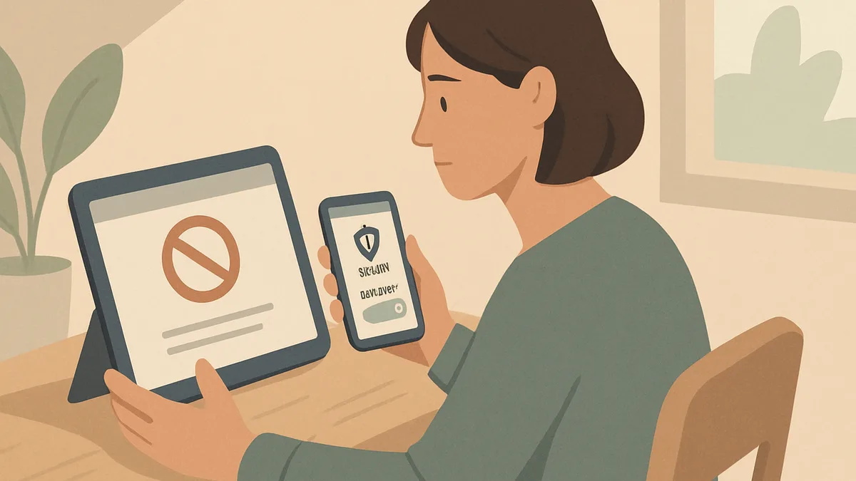 Person using device and bank blocking controls as part of a layered plan to limit access to gambling websites
